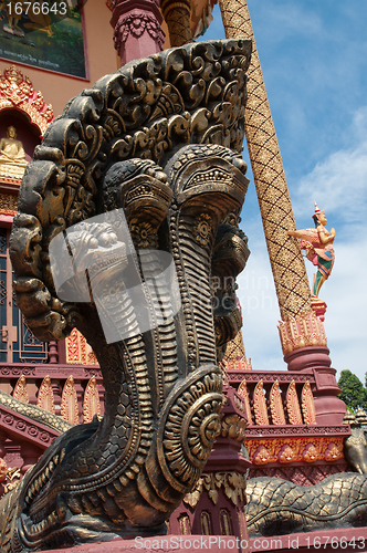 Image of Naga sculpture at temple in Cambodia