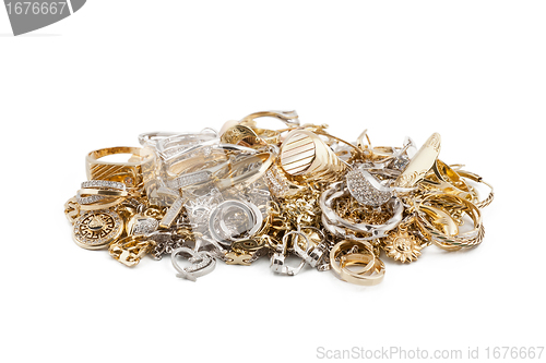 Image of Gold jewelry on a white background