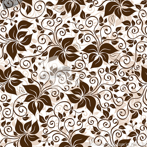 Image of Seamless white-brown floral pattern