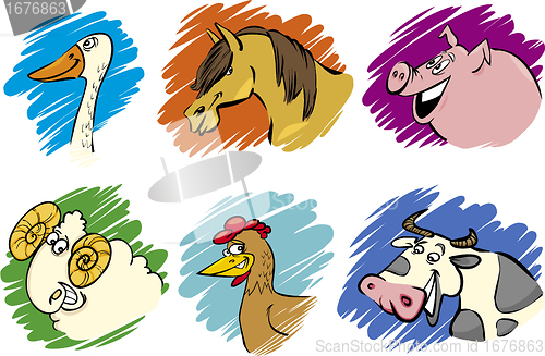 Image of Set of cartoon farm animals