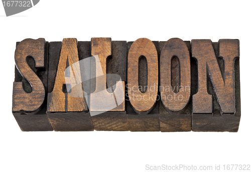 Image of saloon word in letterpress wood type