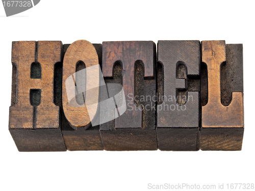 Image of hotel word in letterpress type