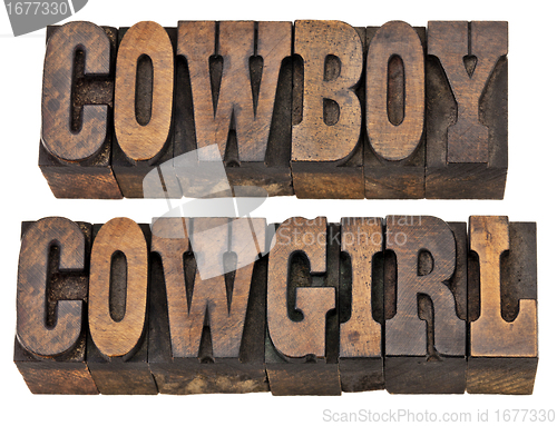 Image of cowboy and cowgirl isolated words