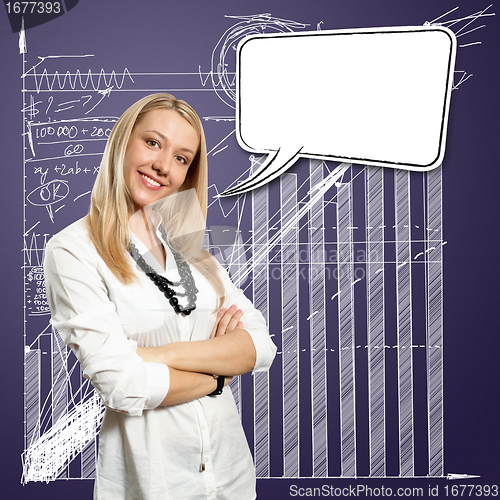 Image of young businesswoman with crossed hands