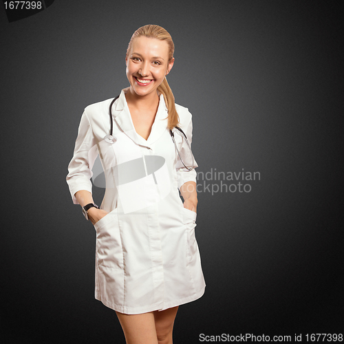 Image of young doctor woman with stethoscope