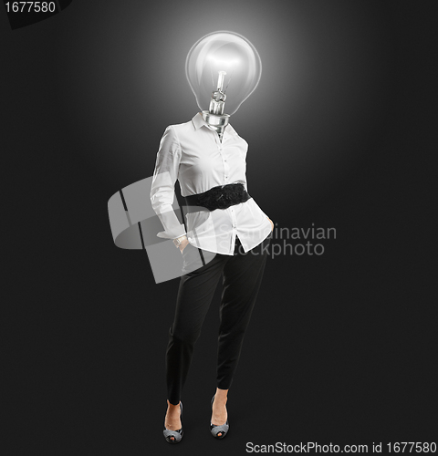 Image of lamp head businesswoman