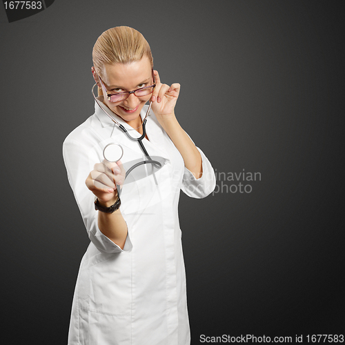 Image of young doctor woman with stethoscope