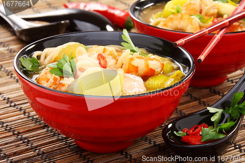 Image of Chinese fish soup with shrimp.