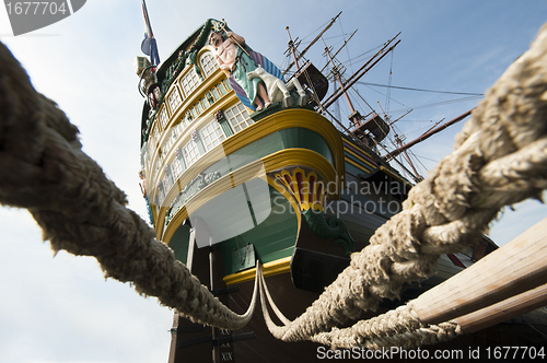 Image of Aft VOC tall Ship stern