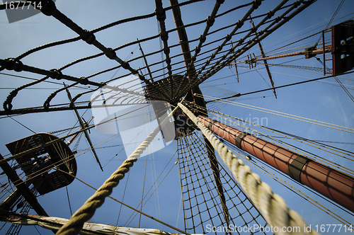 Image of Three masts on tall ship