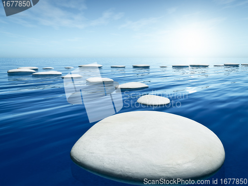 Image of step stones in the blue sea