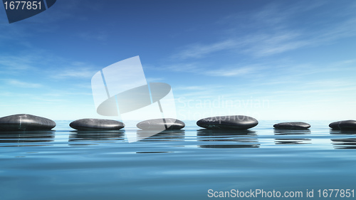 Image of step stones in the blue sea
