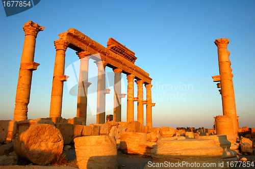 Image of Relics of Palmyra in Syria at sunset