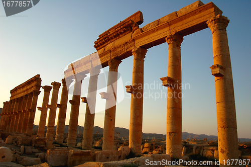 Image of Relics of Palmyra in Syria at sunset