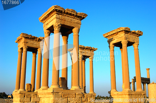 Image of Relics of Palmyra towers in Syria