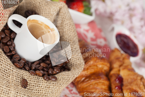 Image of Coffee and croissant