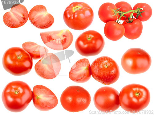 Image of Slices and full ripe red fresh tomatoes