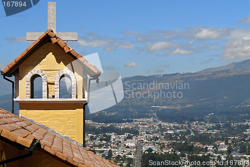 Image of church on mountains. ecuador