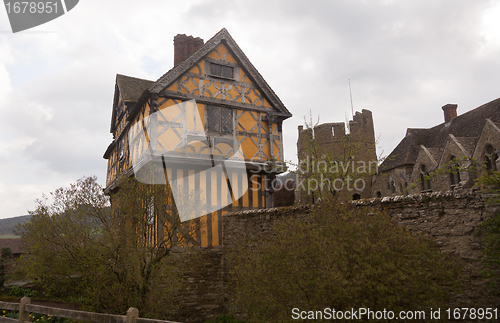 Image of Stokesay Castle in Shropshire on cloudy day