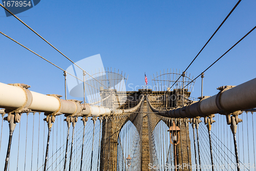 Image of Detail of suspension on Brooklyn Bridge