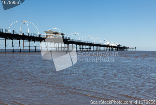 Image of High tide at Southport pier in England