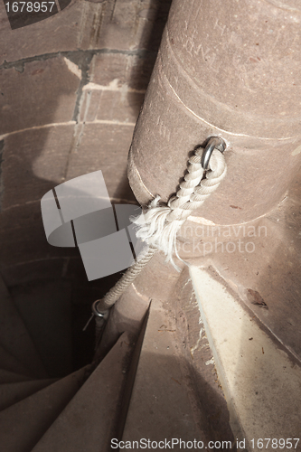Image of Steep circular staircase in tower of church