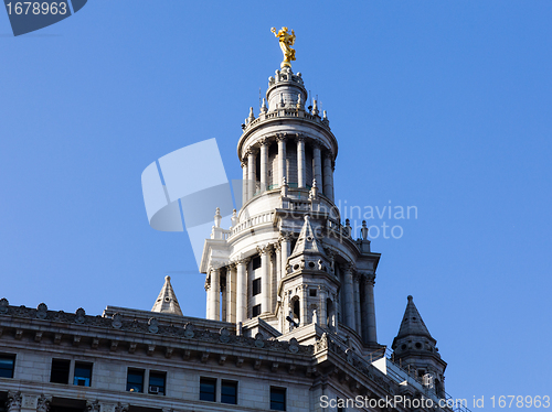 Image of Detail of statue on Manhattan Municipal building