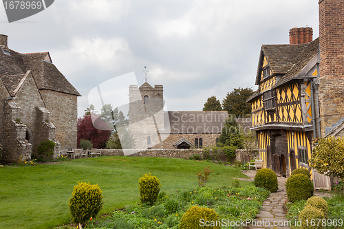 Image of Stokesay Castle in Shropshire on cloudy day