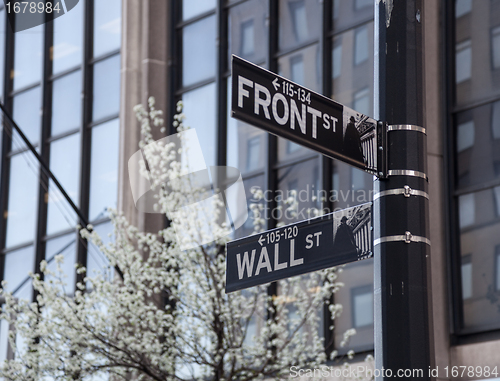 Image of Junction of Wall St and Front St NYC