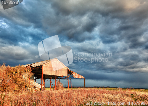 Image of Deserted barn in storm