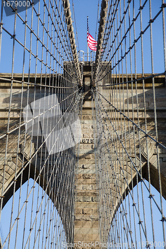 Image of Detail of suspension on Brooklyn Bridge