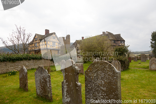 Image of Stokesay Castle in Shropshire on cloudy day