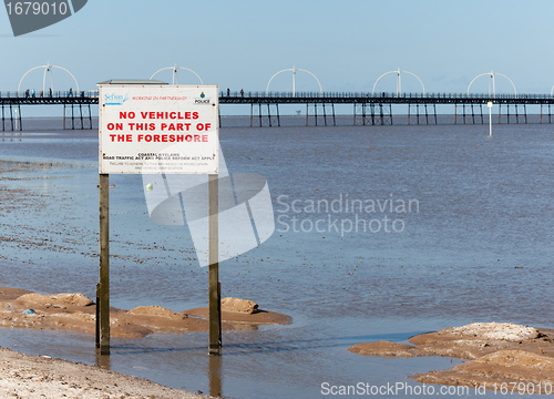 Image of High tide at Southport pier in England