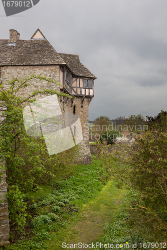 Image of Stokesay Castle in Shropshire on cloudy day