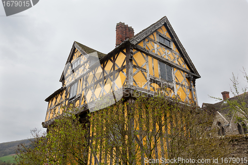 Image of Stokesay Castle in Shropshire on cloudy day