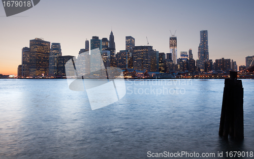 Image of Brooklyn Bridge towards lower manhattan