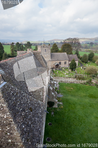 Image of Stokesay Castle in Shropshire on cloudy day