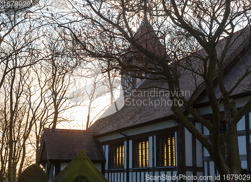 Image of Great Altcar church at sunset