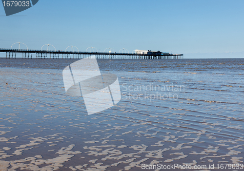 Image of High tide at Southport pier in England