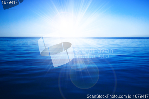 Image of blue sky and ocean