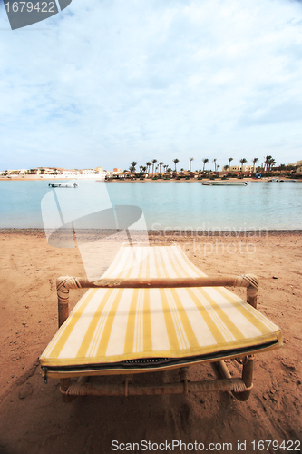 Image of Sunbeds on the beach