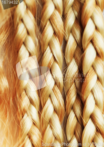 Image of texture of thin brown pigtails