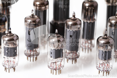 Image of Glass vacuum radio tubes. 