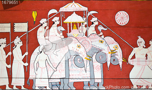 Image of art painting at the entrance to the temple of the sacred tooth o