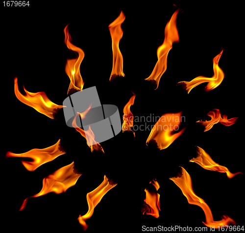 Image of flare fire on a black background