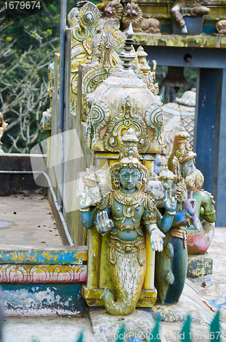 Image of external decoration of a Hindu temple in the mountains of Sri La