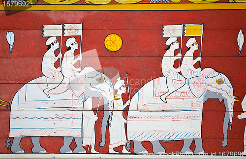 Image of art painting at the entrance to the temple of the sacred tooth o