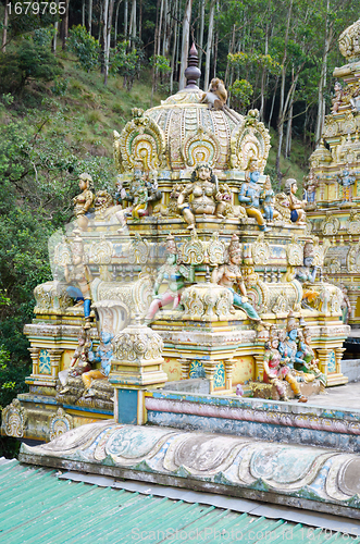 Image of external decoration of a Hindu temple in the mountains of Sri La