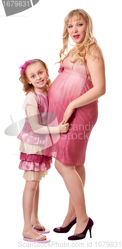 Image of pregnant woman and daughter 