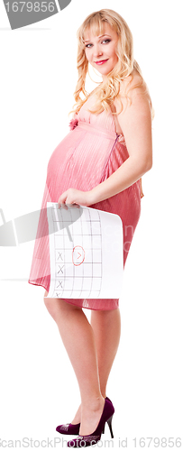 Image of woman holds a birth calendar